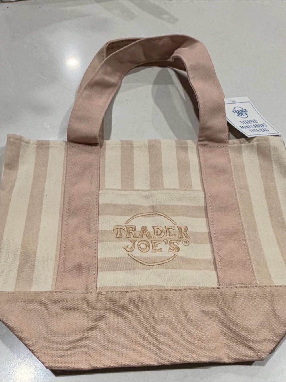 Tan and cream Stripe Canvas Tote Bag 💼